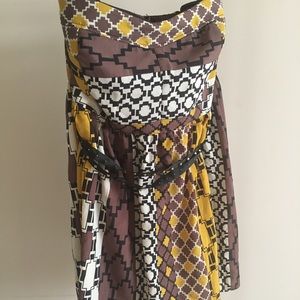Strapless Mixed Print Dress